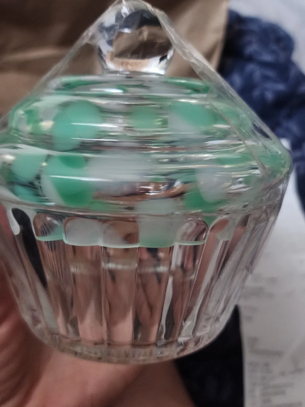 Glass Decorative Cupcake Jar with Mint Green Accent Lid - Home Accents
